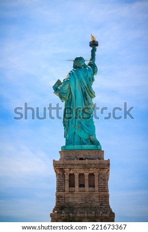 The back of The Statue of Liberty in New York City.