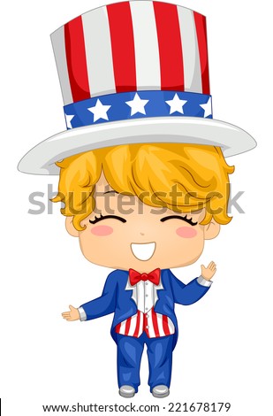 Illustration Featuring a Boy Wearing a Fourth of July Inspired Costume