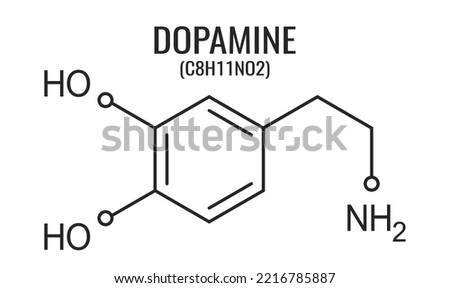 Dopamine molecule, vector chemical formula on white background, abstract medical clip art.