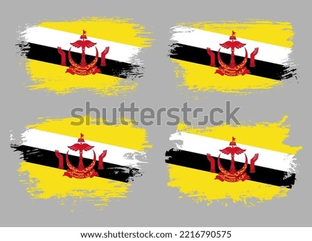 Artistic Brunei country brush flag collection. Set of grunge brush flags on a solid background