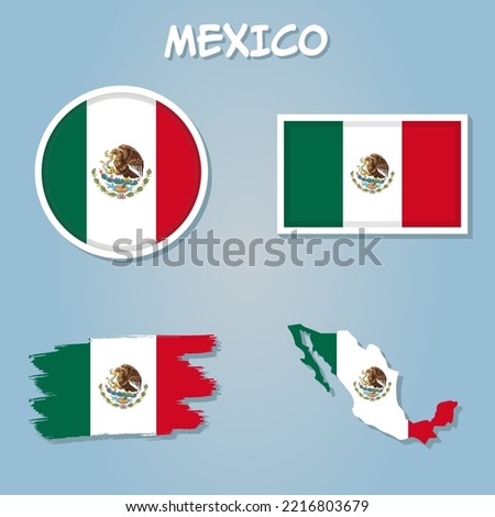 Vector illustration of Mexico map with flag.