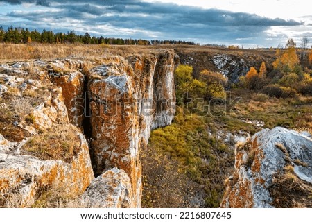 Picturesque canyon near forest in autumn season