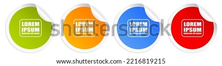 Round vector stickers set, note paper isolated on white background. Blank sticky price labels, abstract web design flat elements Royalty-Free Stock Photo #2216819215