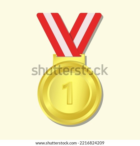 Olympic champion medal  1st gold clip art illustration, winner 1st.