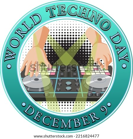 World techno day text banner design illustration