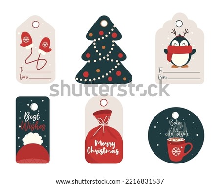 Set of christmas gift labels. Christmas 2023