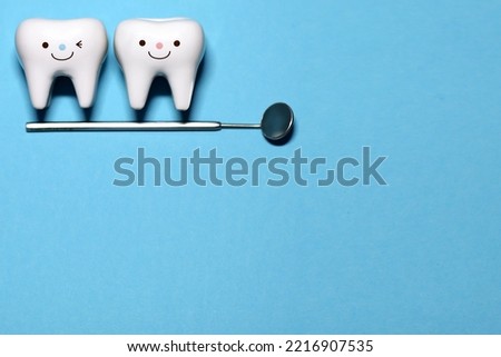 Dental health concept.model of teeth . Dentist day concept. Flat lay, top view, copy space for text.