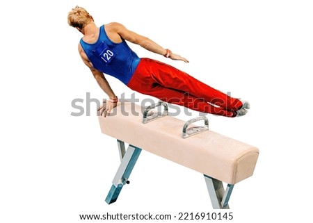 gymnast exercise pommel horse in gymnastics