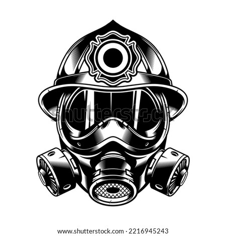 Firefighter head helmet google vector illustration