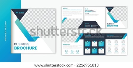 Green gradient corporate trifold square brochure design template for business profile Royalty-Free Stock Photo #2216951813