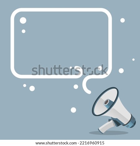 Megaphone Drawing With Conversation Bubble Showing New Announcement. Bullhorn Voice Device With Speech Balloon Presenting Fresh And Important News Messages.