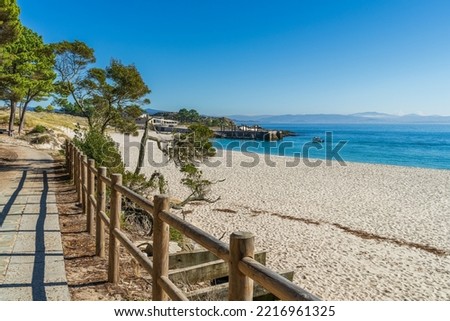 Beautiful Rodas beach in Cies Islands National Park in Vigo, Galicia, Spain. Royalty-Free Stock Photo #2216961325