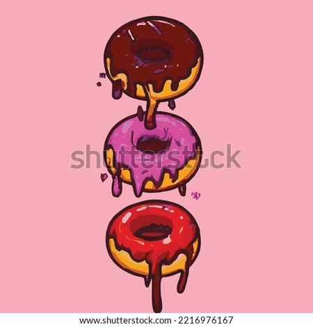 donuts delicious icon cartoon style. Vector clip art illustration