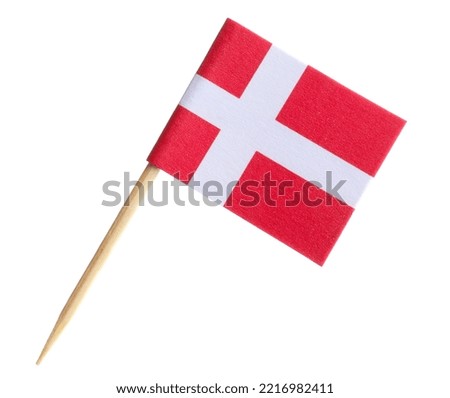 Small paper flag of Dania isolated on white