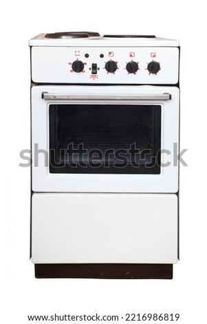 Old electric stove on a white background. Royalty-Free Stock Photo #2216986819