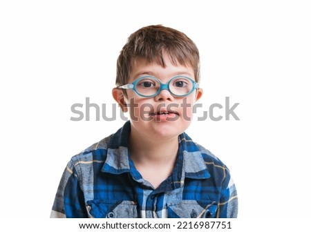 child boy posing on studio white background