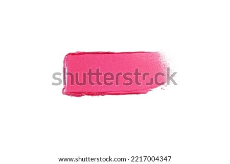 Bright pink lipstick or lip gloss with shimmer color swatch smooth smear. Cosmetics smudge sample for make up product design