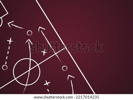Background of soccer team formation and tactic drawing For Football Cup Qatar 2022 Royalty-Free Stock Photo #2217014235