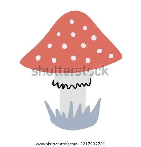 Mushroom amanita. Hand drawn simple vector illustration