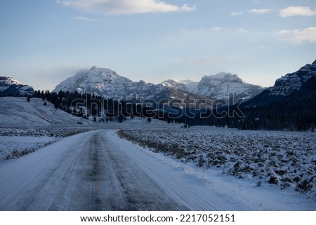 Frozen road to the mountains