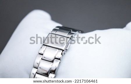 Stainless steel watch band clasp Royalty-Free Stock Photo #2217106461