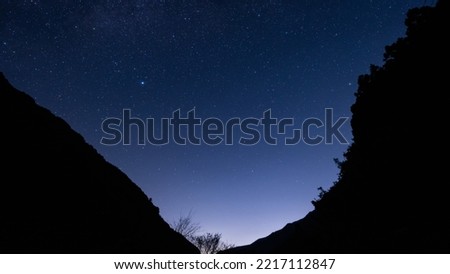 Autumn night sky star waiting for meteor shower