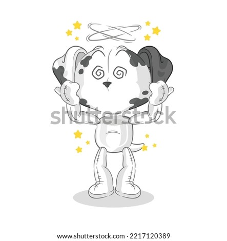 the dalmatian dog dizzy head mascot. cartoon vector