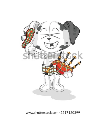 the dalmatian dog scottish with bagpipes vector. cartoon character