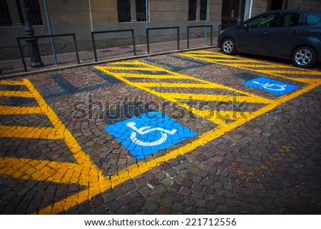 Parking for cars and signal for the disabled