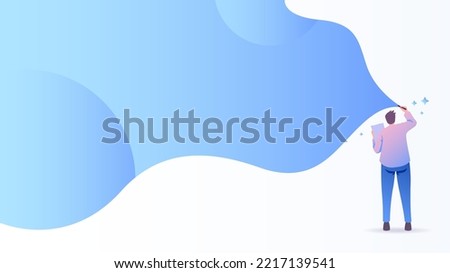 vector of people writing and drawing on a white background. person standing drawing on a whiteboard
