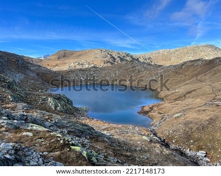 Early autumn on the alpine lakes Laghi della Valletta in the mountainous area of the St. Gotthard Pass (Gotthardpass), Airolo - Canton of Ticino (Tessin), Switzerland (Schweiz)