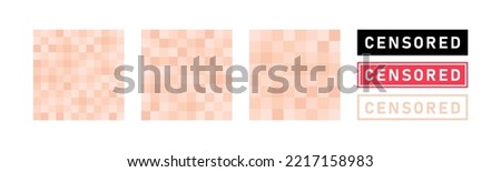 Set of pixel censored signs elements. Black and red censor bar concept. Blurred beige censorship background. Vector illustration. Royalty-Free Stock Photo #2217158983