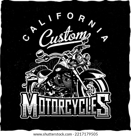 California motorcycles, vector icon for speedway motors sport. Motorcycle racing and speed moto retro grunge t-shirt print, biker motocross, or motorsport custom emblem