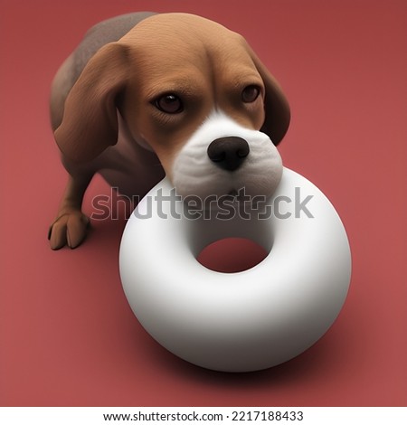 Doggie with white doughnut toy