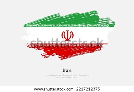 Modern brushed patriotic flag of Iran country with plain solid background