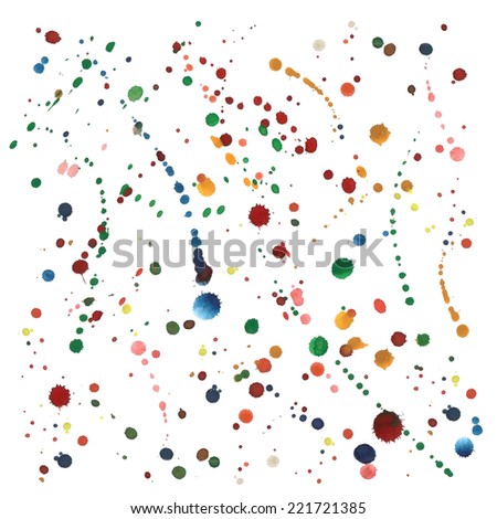 Set of colorful watercolor hand painted splashes isolated on white. Vector illustration for your artistic design.