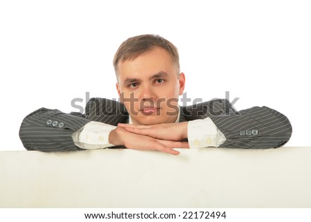 businessman with board
