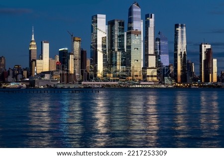 Manhattan observed at sunset from Hamilton Park, Jersey City