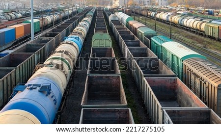 Empty railway cars at the marshalling yard. Background picture.
