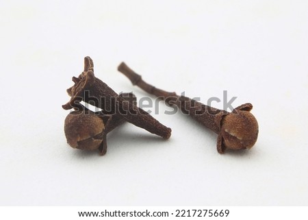 Selected focus on cloves with a white background.