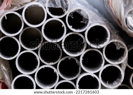 Plastic pipes for electrical wires. Protective pipe for cable laying.