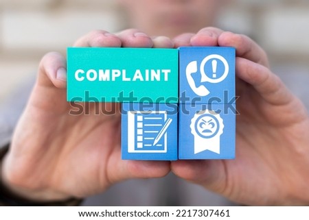 Complaints business concept. Customer complaint, dissatisfaction from product or service problem, angry feedback from client. Complain on everything. Royalty-Free Stock Photo #2217307461
