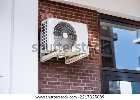 Air Conditioner And Heat Pump. Split HVAC System Unit Royalty-Free Stock Photo #2217325089