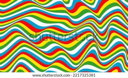 Vector illustration of rainbow psychedelic wave pattern. Rainbow psychedelic wave pattern. Rainbow color stripes. hypnotic line abstract background. Colorful psychedelic abstract art design.
