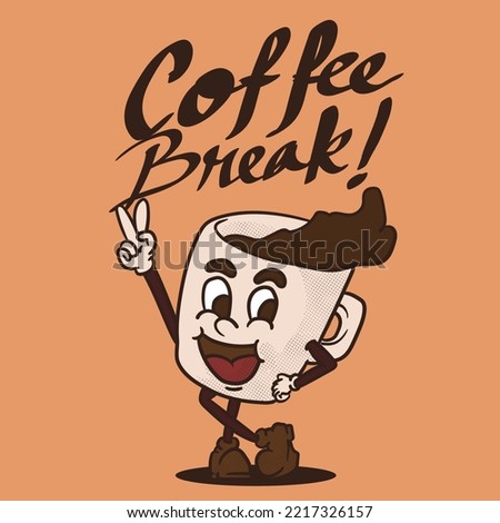 coffee break clip art. funky coffee cartoon mascot vector illustration