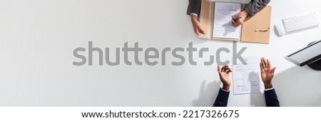 HR Interview Top View. African American Man Royalty-Free Stock Photo #2217326675