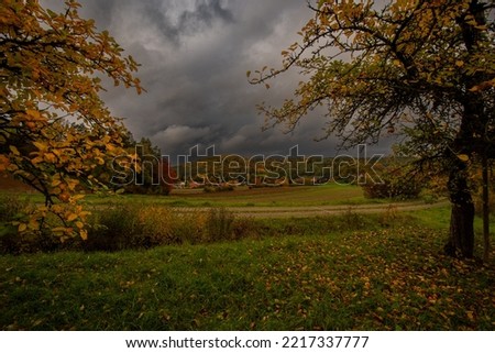 Autumn village landscape near the city of NNuremberg Germany.