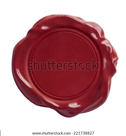 Red wax seal isolated on white with clipping path included Royalty-Free Stock Photo #221738827
