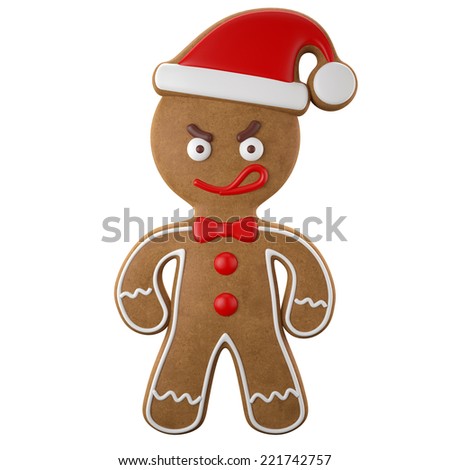 3d character, cheerful gingerbread, Christmas funny decoration, baked sweet candy, baby boy with frosting, funny fresh addition isolated on white background