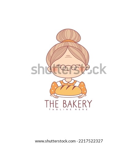 Bakery logo with grandma chef for bakery store logo Royalty-Free Stock Photo #2217522327